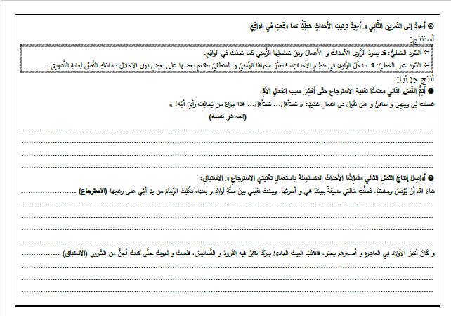 السرد الخطي - السرد غير الخطي سنة سابعة أساسي